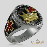 Knight Templar Cross and Crown Sterling Silver Gold Plated Mason Masonic Freemason Rings Freemasonry Men Historical Ring1