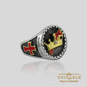 Knight Templar Cross and Crown Sterling Silver Gold Plated Mason Masonic Freemason Rings Freemasonry Men Historical Ring3