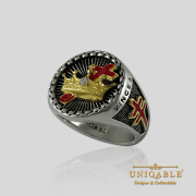 Knight Templar Cross and Crown Sterling Silver Gold Plated Mason Masonic Freemason Rings Freemasonry Men Historical Ring5