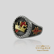 Knight Templar Cross and Crown Sterling Silver Gold Plated Mason Masonic Freemason Rings Freemasonry Men Historical Ring6