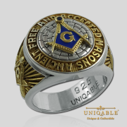 Knight Templar Sterling Silver Gold Plated Mason Masonic Freemason Freemasonry Man Historical Ring1
