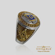Knight Templar Sterling Silver Gold Plated Mason Masonic Freemason Freemasonry Man Historical Ring3