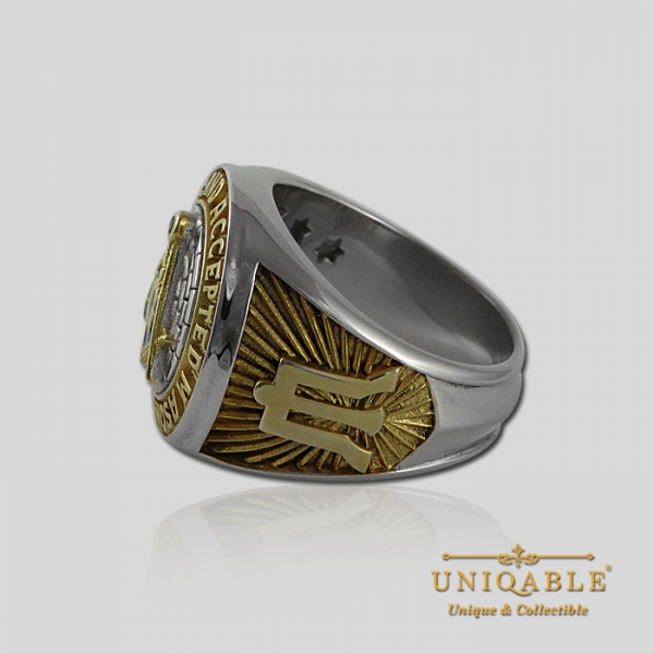 Knight Templar Sterling Silver Gold Plated Mason Masonic Freemason Freemasonry Man Historical Ring6