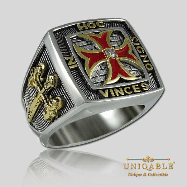 Knights Templar Sterling Silver 925 Masonic-Freemason Ring 18K Gold ...