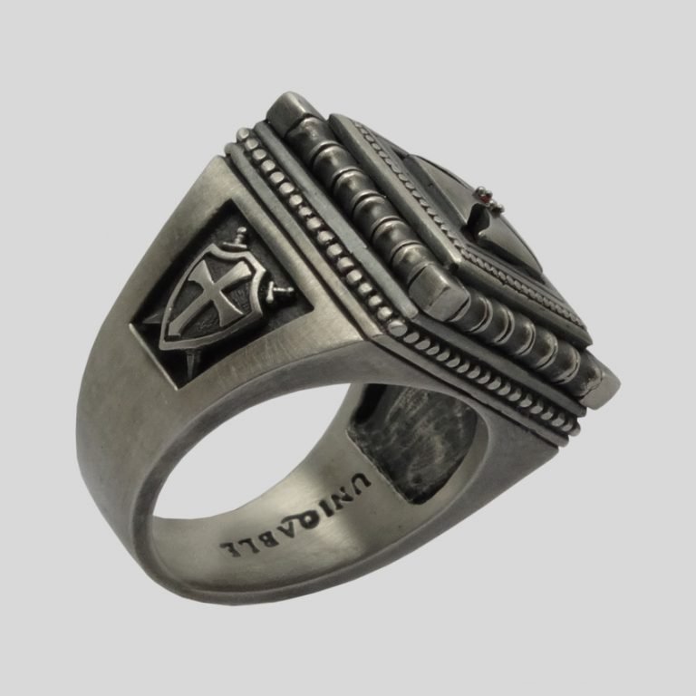 Knights Templar Handmade Sterling Silver Ring Masonic Ruby Cross ...