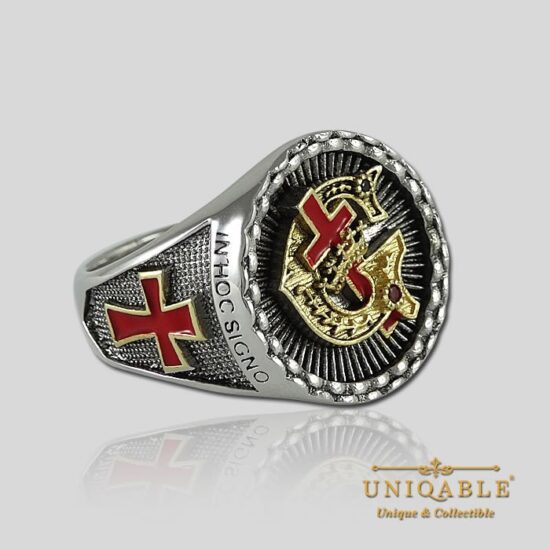 Knights Templar Ring Sterling Silver Masonic Freemason 18K
