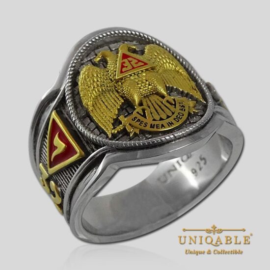 UNIQABLE SCOTTISH RITE Sterling Silver 925 Masonic 18K Gold Plated ...