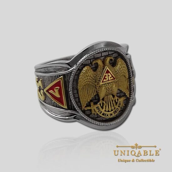 UNIQABLE SCOTTISH RITE Sterling Silver 925 Masonic 18K Gold Plated ...