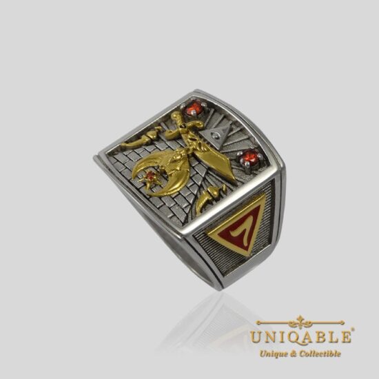 18K W GOLD EP MASONIC FREEMASON MENS RING Sz 7-14 Black You - Foto 3