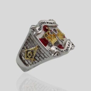 thumbnail interactive-video image 1 of UNIQABLE Knights Templar Ring – Sterling Silver 925, 18K Gold Plated, Cubic Zirconia, Masonic Freemason, Handmade USA 1 of 2