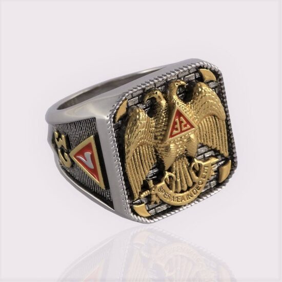Handmade Scottish Rite 32 Degree Masonic Ring 18K Gold Pld White ...