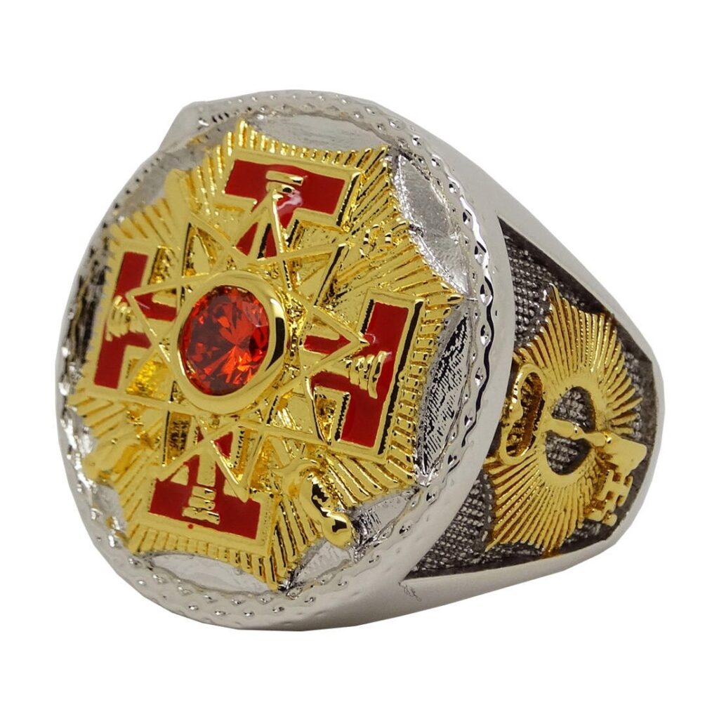 thumbnail image 2 of UNIQABLE Knights Templar Sterling Silver Ring – 18K Gold Plated With Cubic Zirconia 2 of 6