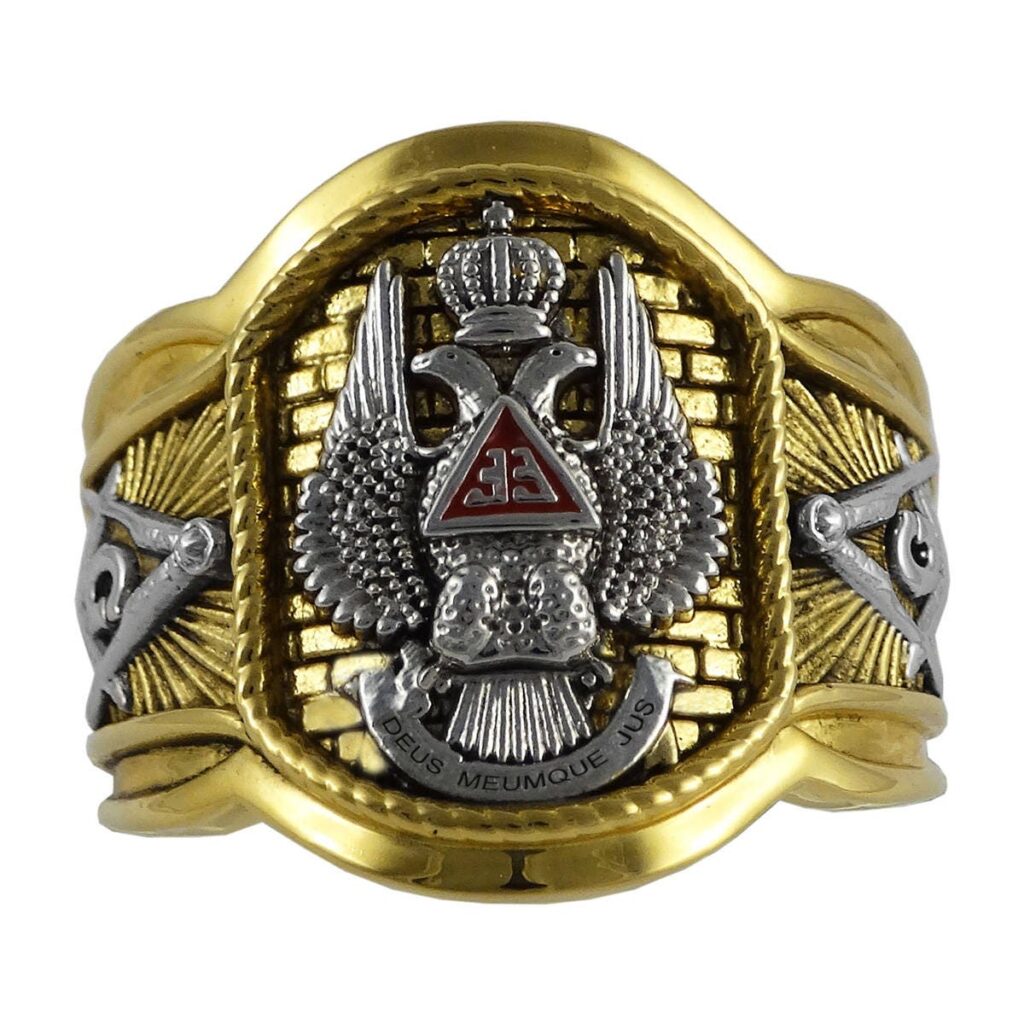 Scottish Rite 33 Degree Master Mason Masonic Ring White and Yellow 18k ...