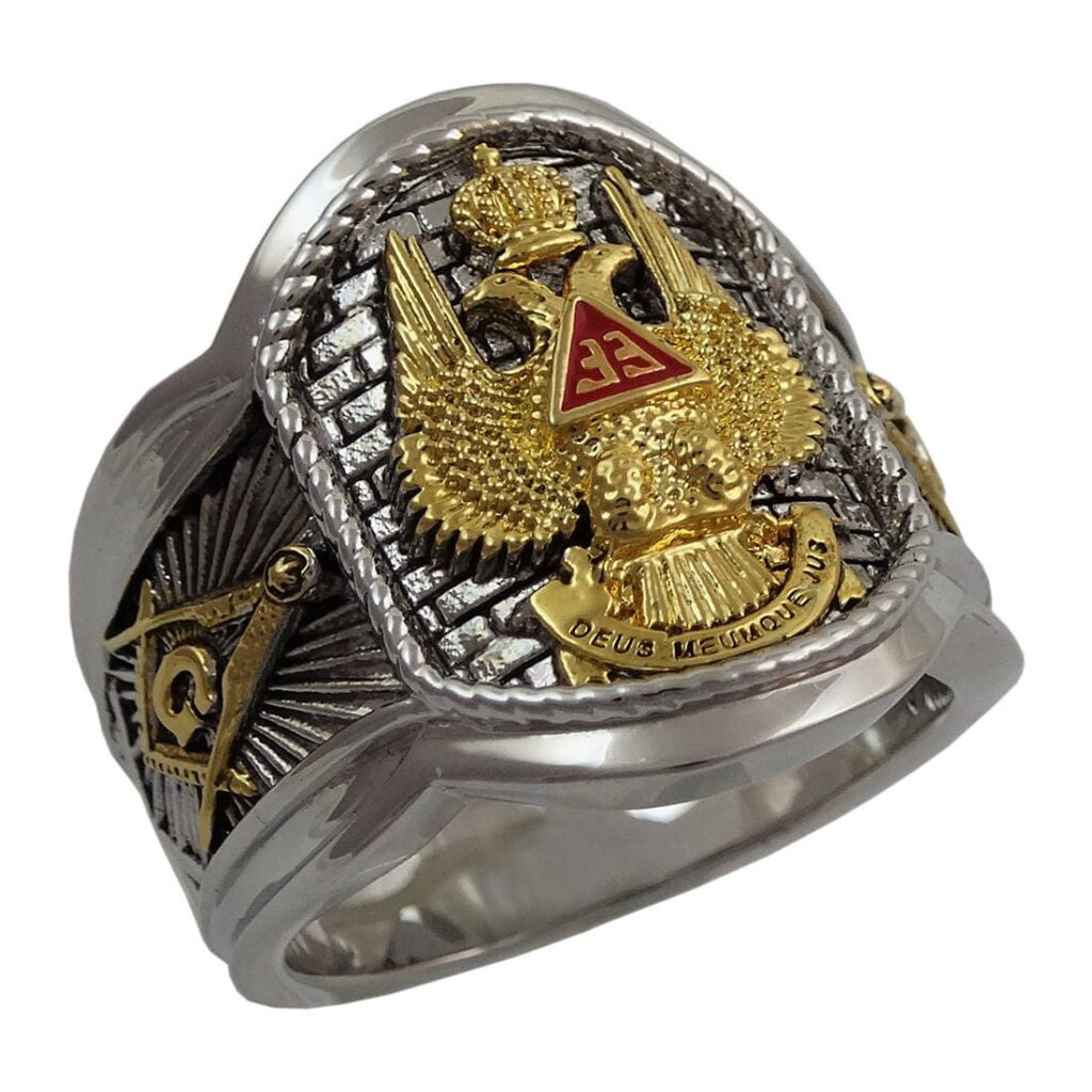 Custom made Scottish Rite 33 Degree Master Mason Masonic Ring White and ...