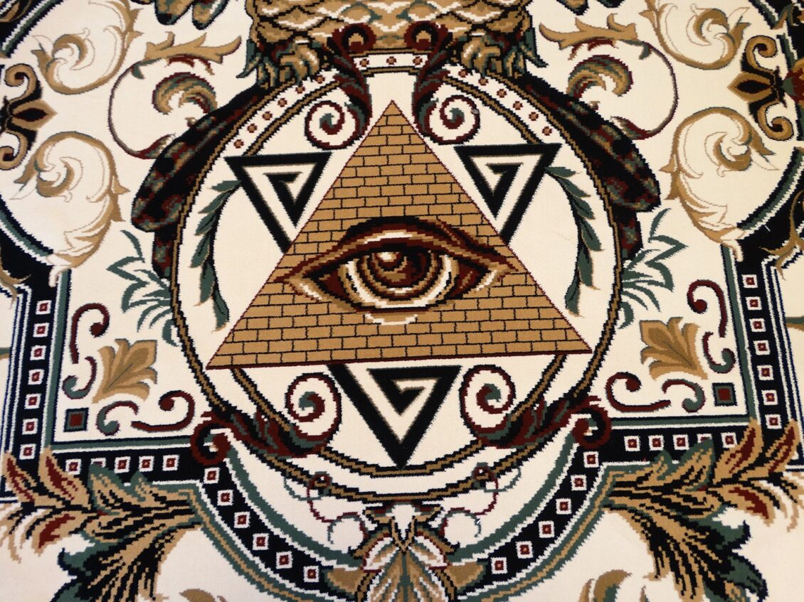 Masonic Woven Area Rug, 6x9, Freemason Illuminati Ring, Owl Tapestry ...