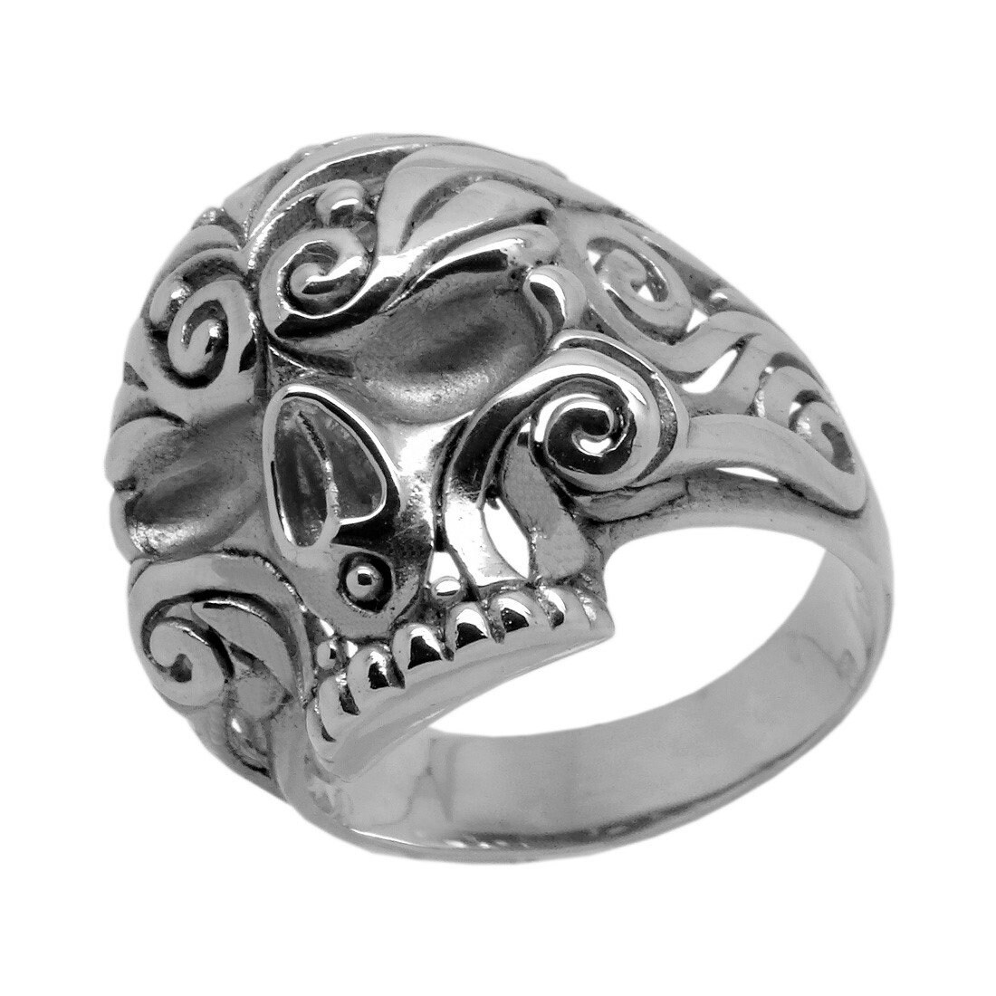 solid 999 Sterling Silver Thai retro biker MENS men handmade skull rings  ring jewelry gift A4784 - AliExpress