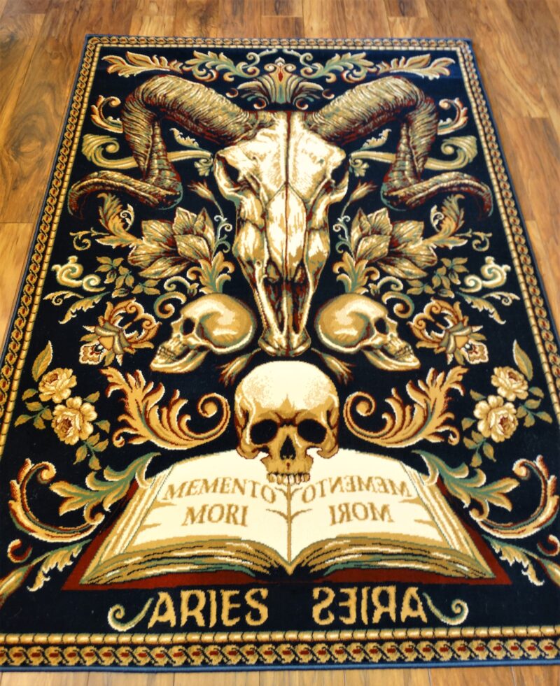 Aries Memento Mori Zodiac Skull Horoscope Area Rug, Carpet Apron,Home ...