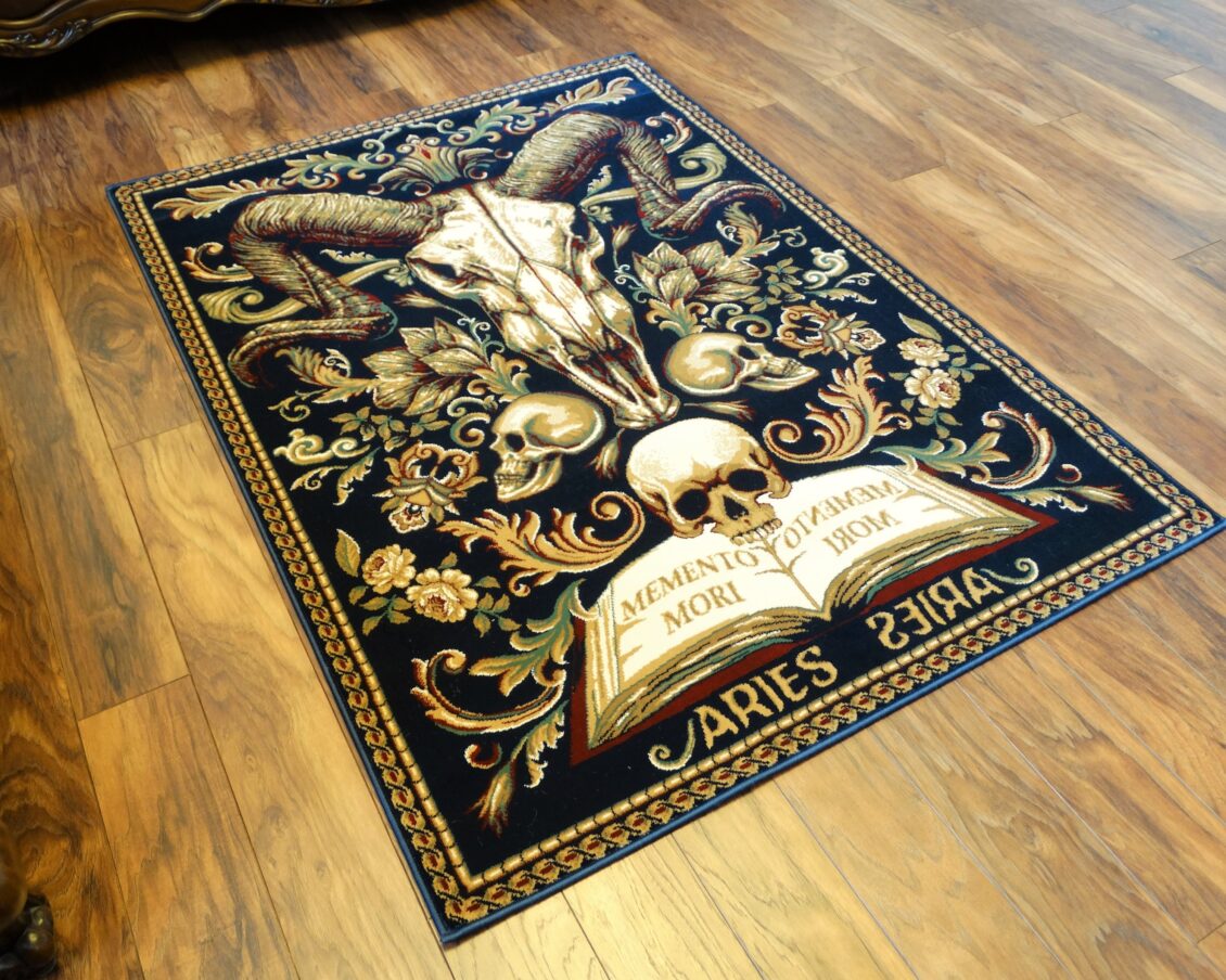Aries Memento Mori Zodiac Skull Horoscope Area Rug, Carpet Apron,Home ...