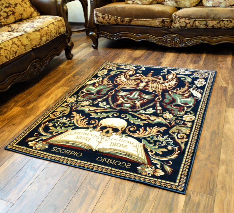 UNIQABLE, Memento Mori Scorpio Zodiac Skull Horoscope Area Rug, Carpet ...