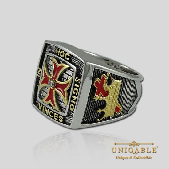 Knights Templar Masonic Freemason Ring 18 Kt Gold Plated Brand New in