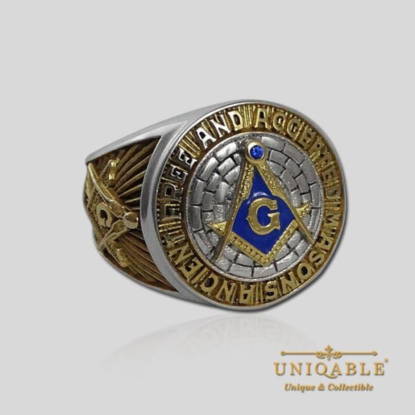 Past Master Masonic Ring Sterling Silver Mason Gold Pld Freemason Size UNIQABLE 