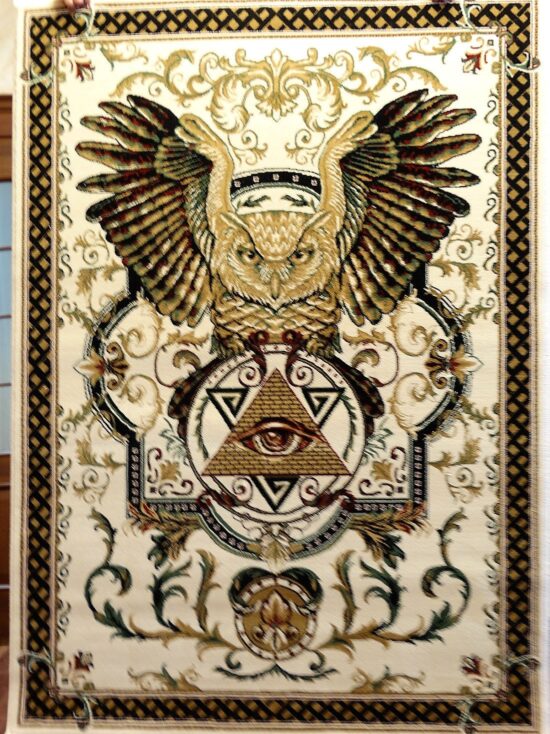 UNIQABLE, Masonic Woven Area Rug Freemason Illuminati Ring Owl Tapestry ...